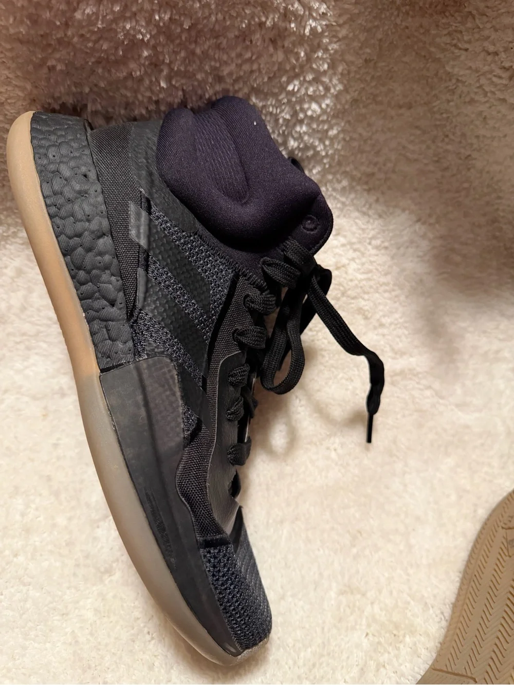 adidas Men's Black Athletic High-Top Sneakers with Gum-Tone Sole